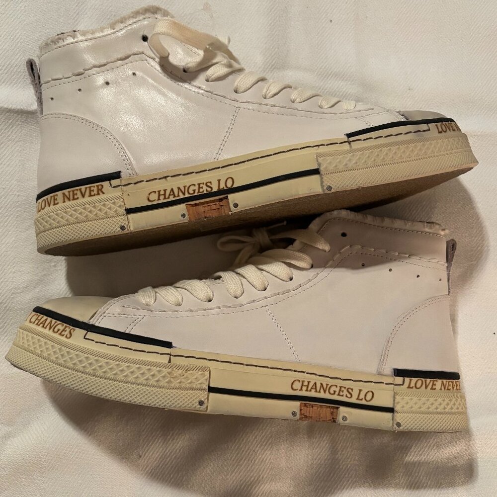 REBECCA WHITE ACID HIGH-TOP SNEAKERS